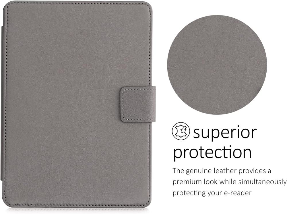Púzdro KW Mobile (Kalibri) - Real Leather - KA5626619 - pre Amazon Kindle Paperwhite 5 (2021) - šedá koža