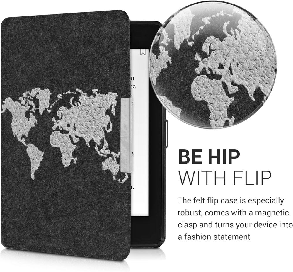 Puzdro KW Mobile Felt Travel Outline - KW4848909 - pre Amazon Kindle Paperwhite 4 (2018) - čierne