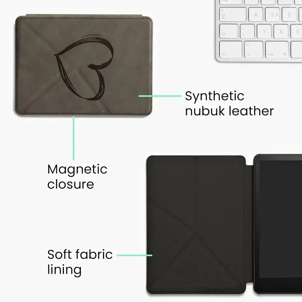 Puzdro KW Mobile - Origami Nubuk Brushed Heart - KW6005701 - pre Amazon Kindle Paperwhite 5 (2021) - šedé