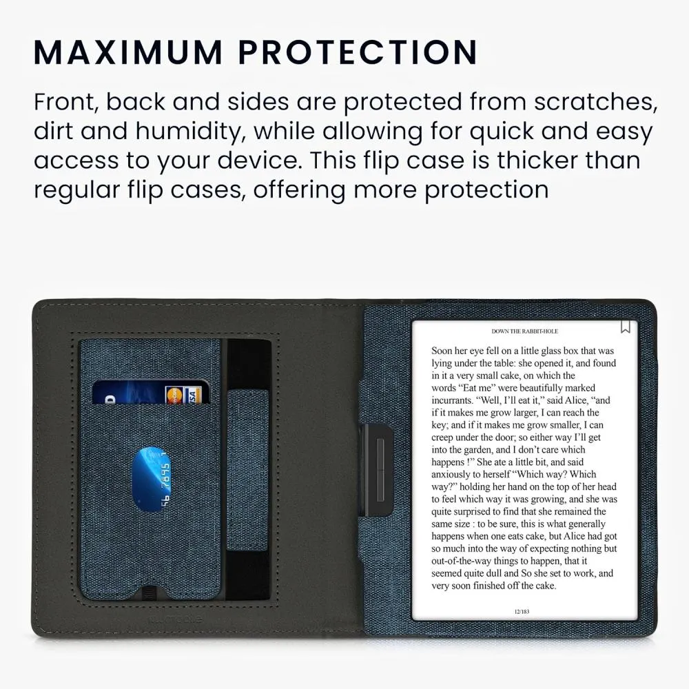 Púzdro KW Mobile Double Leather - KW6118917 - pre Onyx Boox Leaf 2 - farba čierna, denim