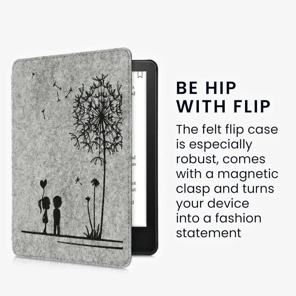 Puzdro KW Mobile Felt Dandelion Love - KW5626001 - pre Amazon Kindle Paperwhite 5 (2021) - svetlo šedé