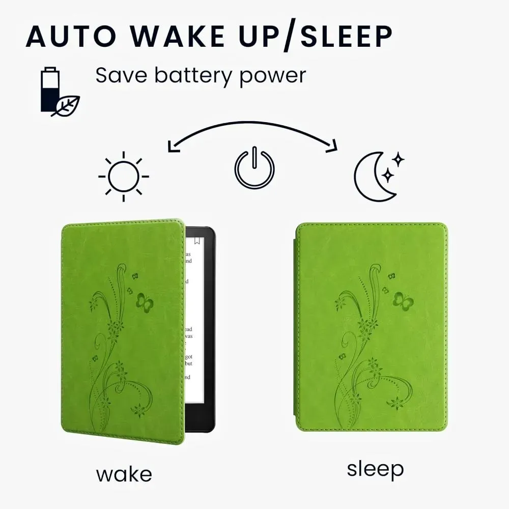 Puzdro KW Mobile - Butterfly Tendril - KW5625642 - pre Amazon Kindle Paperwhite 5 (2021) - zelené