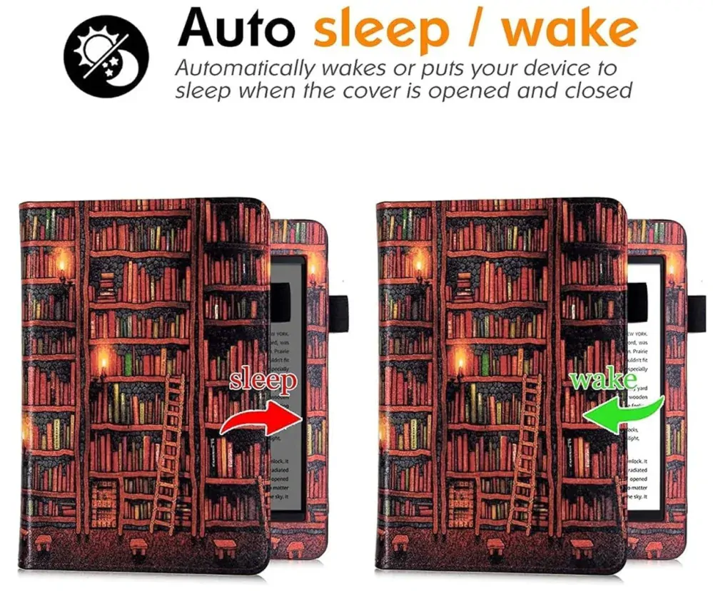 Fortress FT4021 Premium - púzdro so stojanom pre Amazon Kindle Paperwhite 5 (2021) - motív Bookcase, magnet, AutoSleep
