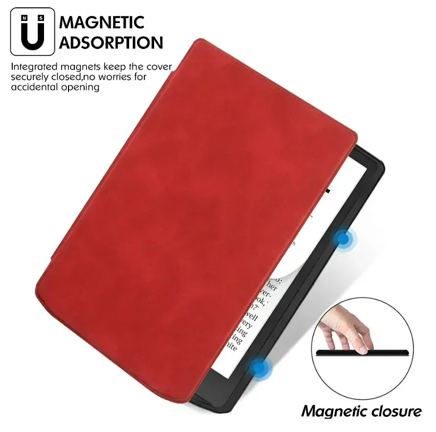 Puzdro Durable Lock DL4042, obal na Pocketbook 743G InkPad 4 a Pocketbook 743C InkPad Color (2/3) - červené, magnetické zatváranie, AutoSleep