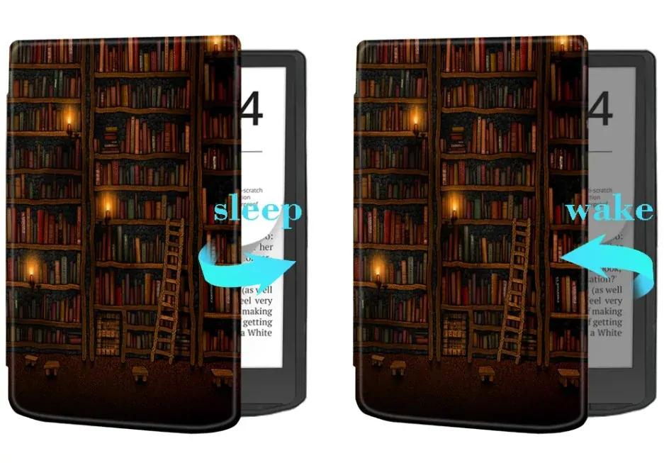 Puzdro Durable Lock DL4050, obal na Pocketbook 743G InkPad 4 a Pocketbook 743C InkPad Color (2/3) - motív Bookcase, magnetické zatváranie, AutoSleep
