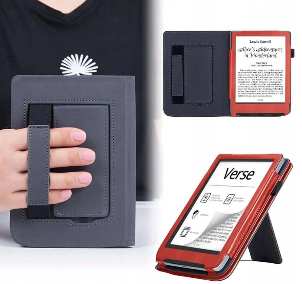 ARMORI Holder T046 - puzdro so stojanom pre Pocketbook 629/634 Verse (Pro) - červené, magnet, AutoSleep