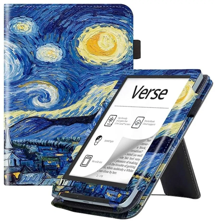 ARMORI Holder T048 - puzdro so stojanom pre Pocketbook 629/634 Verse (Pro) - motív Gogh, magnet, AutoSleep