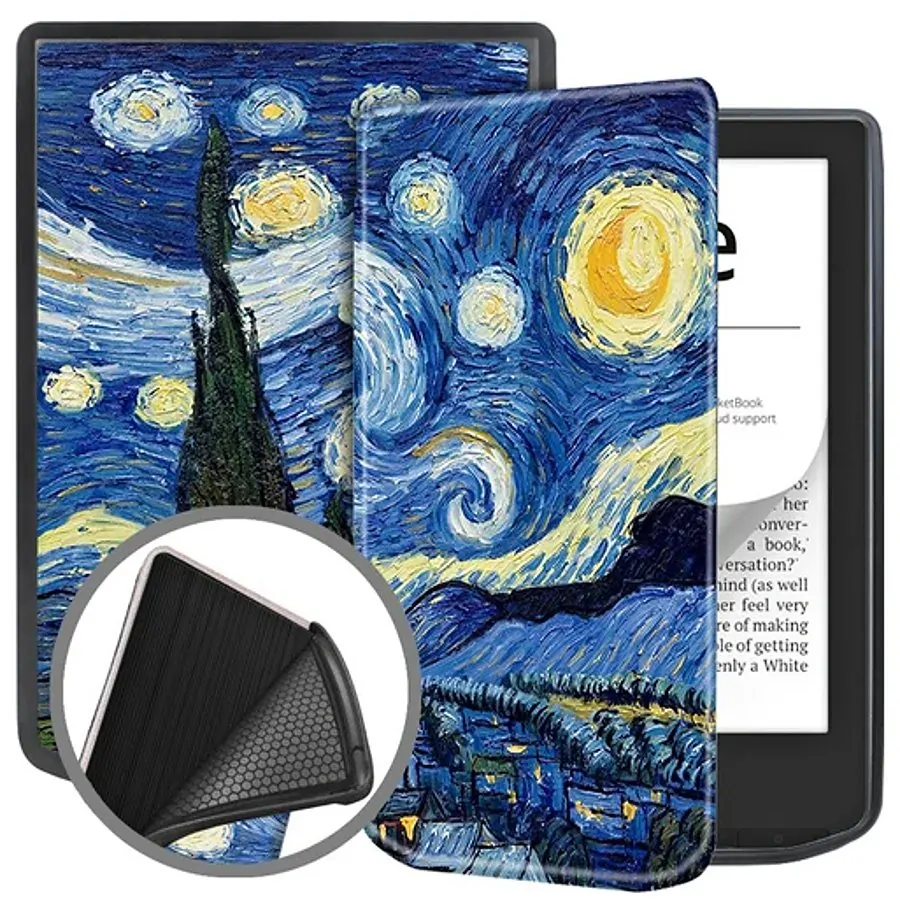 Armori Trimer T058, púzdro pre Pocketbook 629 Verse / 634 Verse Pro - magnetické zatváranie, AutoSleep, motív Gogh