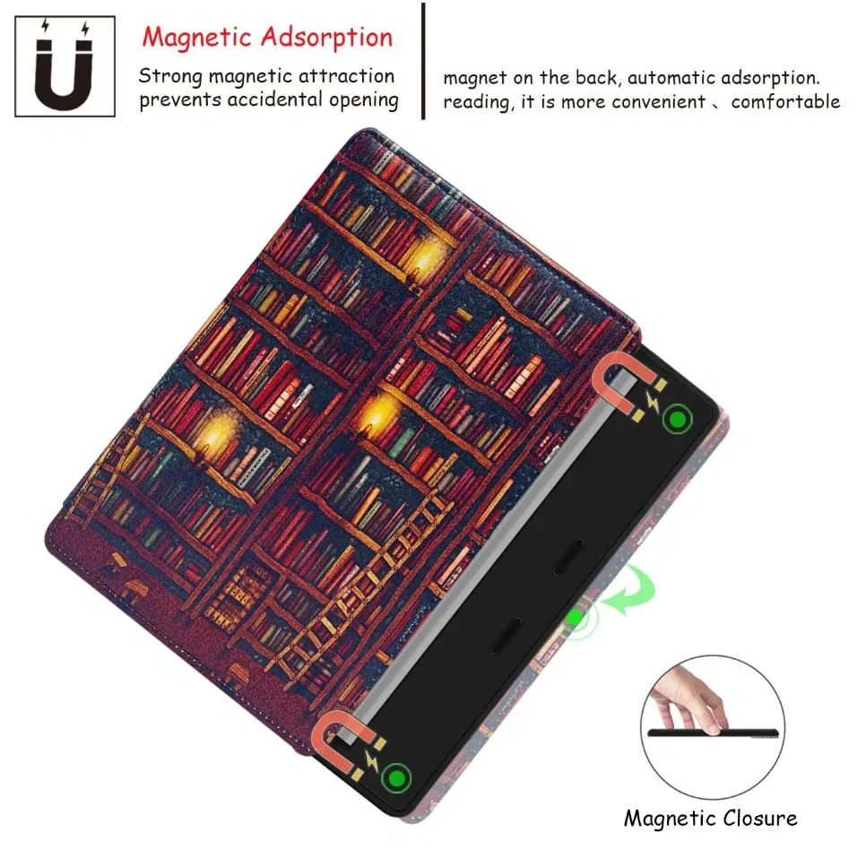 Armori Trimer T153, púzdro pre Amazon Kindle Oasis 2/3 - magnetické zatváranie, AutoSleep, motív Library