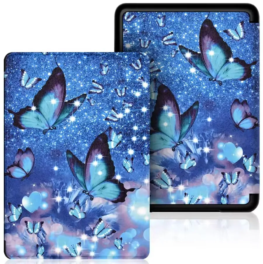 Armori Trimer T176, púzdro pre Amazon Kindle Paperwhite 5 (2021) - magnetické zatváranie, AutoSleep, motív Blue Butterfly