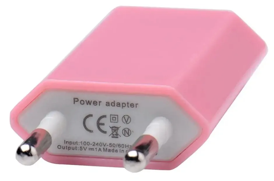 USB sieťový adaptér - AR-1003 - Univerzálna nabíjačka, 5V/1A - svetlo ružový