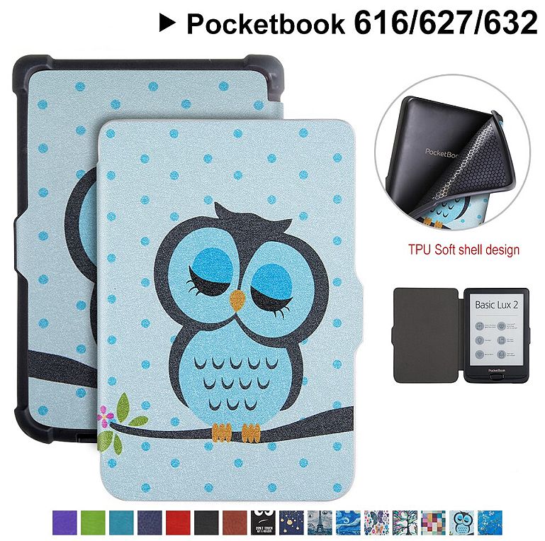 Puzdro Durable Lock PB-07 pre Pocketbook 616 / 617 / 618 / 627 / 628 / 632 / 633 - motív Owl