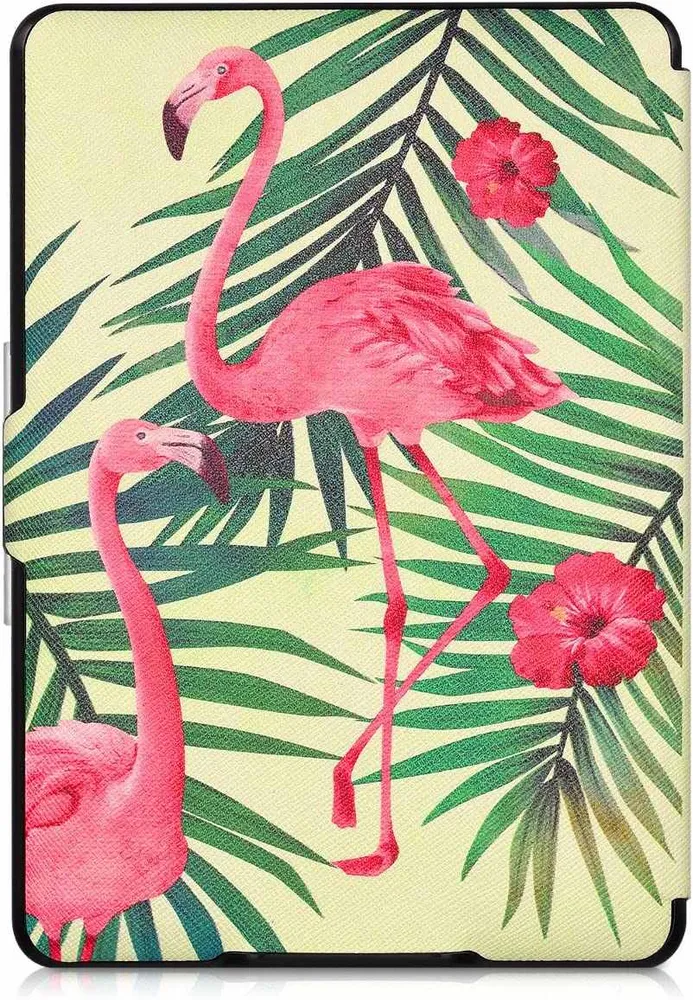 Puzdro KW Mobile - Flamingos & Palm Trees - KW2582427 - pre Amazon Kindle Paperwhite 1/2/3 - svetlo zelené