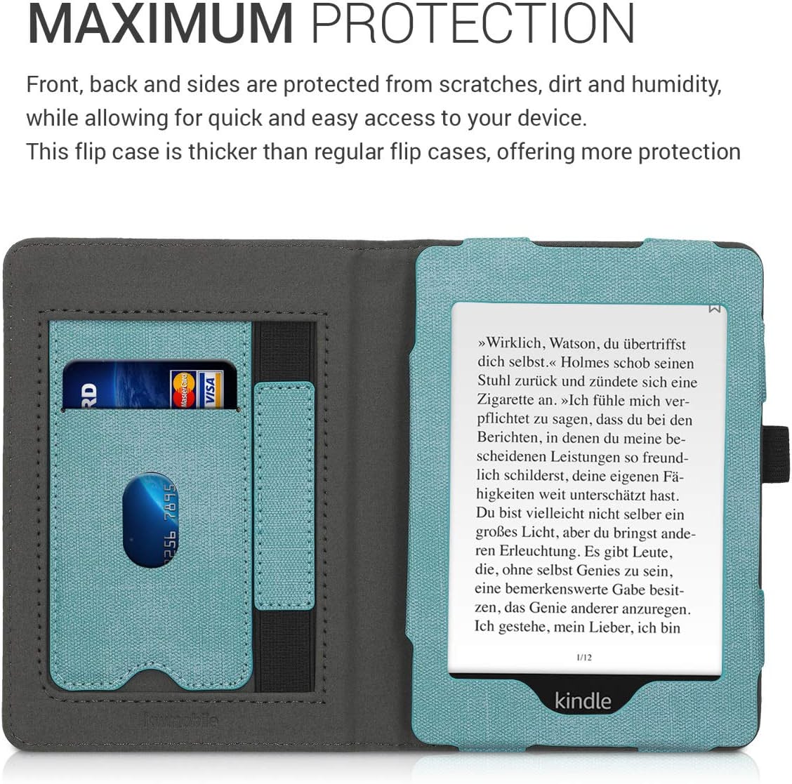Puzdro KW Mobile Double Leather - KW5021701 - pre Amazon Kindle Paperwhite 1/2/3 - farba grey, mint
