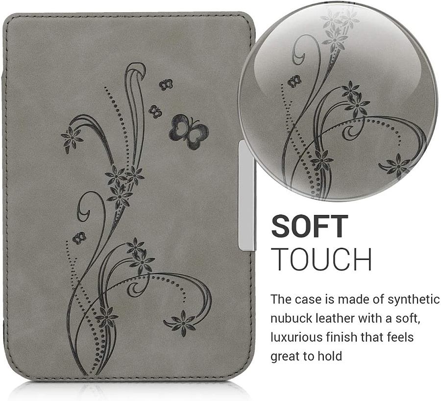 Puzdro KW Mobile - Butterfly Tendril - KW5022802 - pre Pocketbook 616/617/627/628/632/633 - šedé