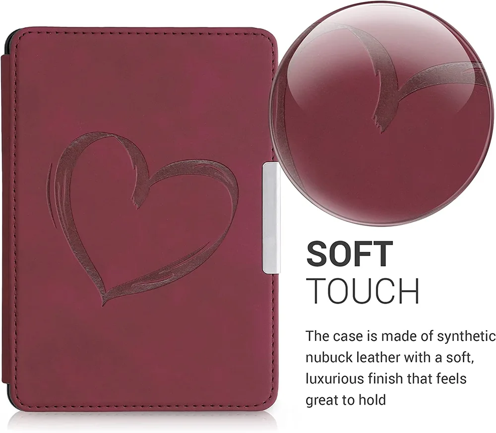 Puzdro KW Mobile - Brushed Heart - KW4974710 - pre Amazon Kindle Paperwhite 1/2/3 - tmavo červené