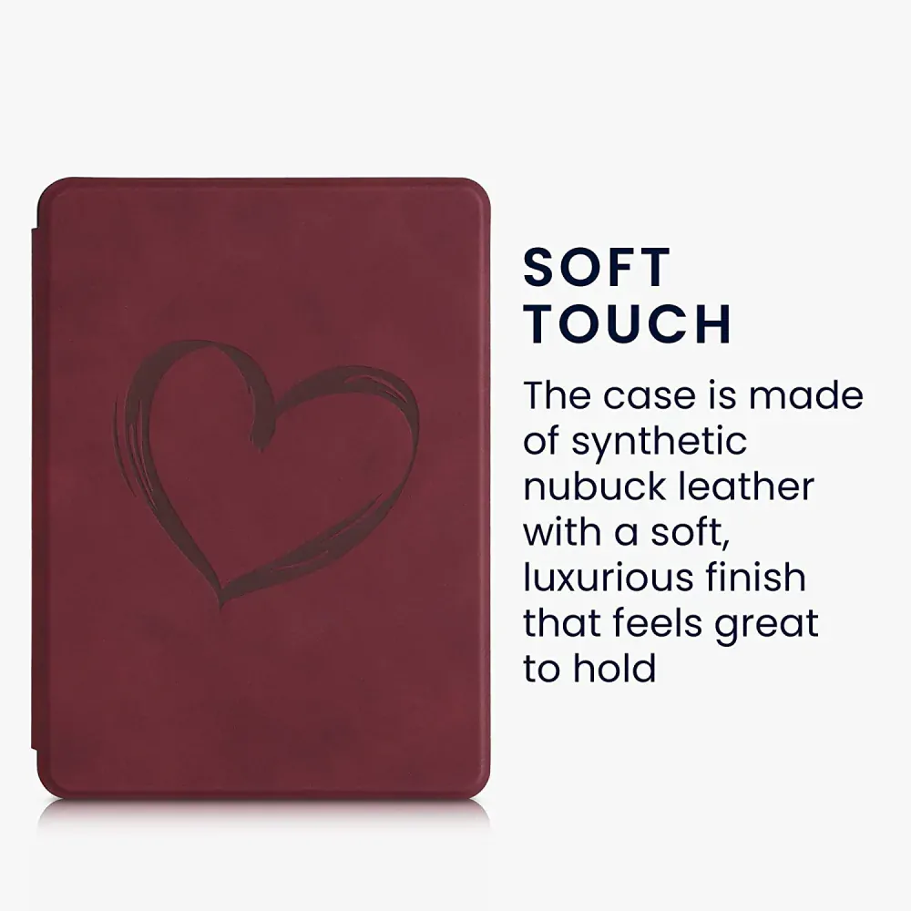 Puzdro KW Mobile - Brushed Heart - KW5625702 - pre Amazon Kindle Paperwhite 5 (2021) - tmavo červené