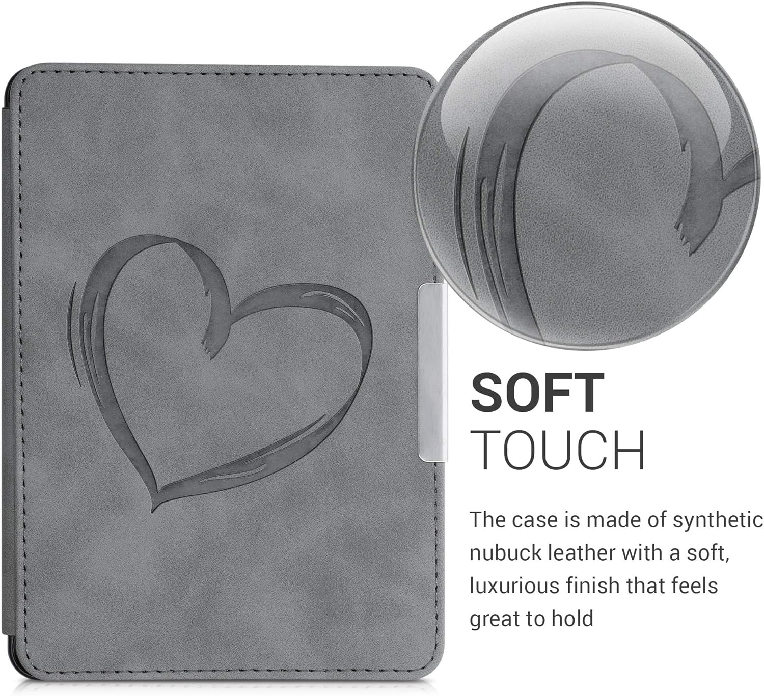 Puzdro KW Mobile - Brushed Heart - KW4974707 - pre Amazon Kindle Paperwhite 1/2/3 - šedé