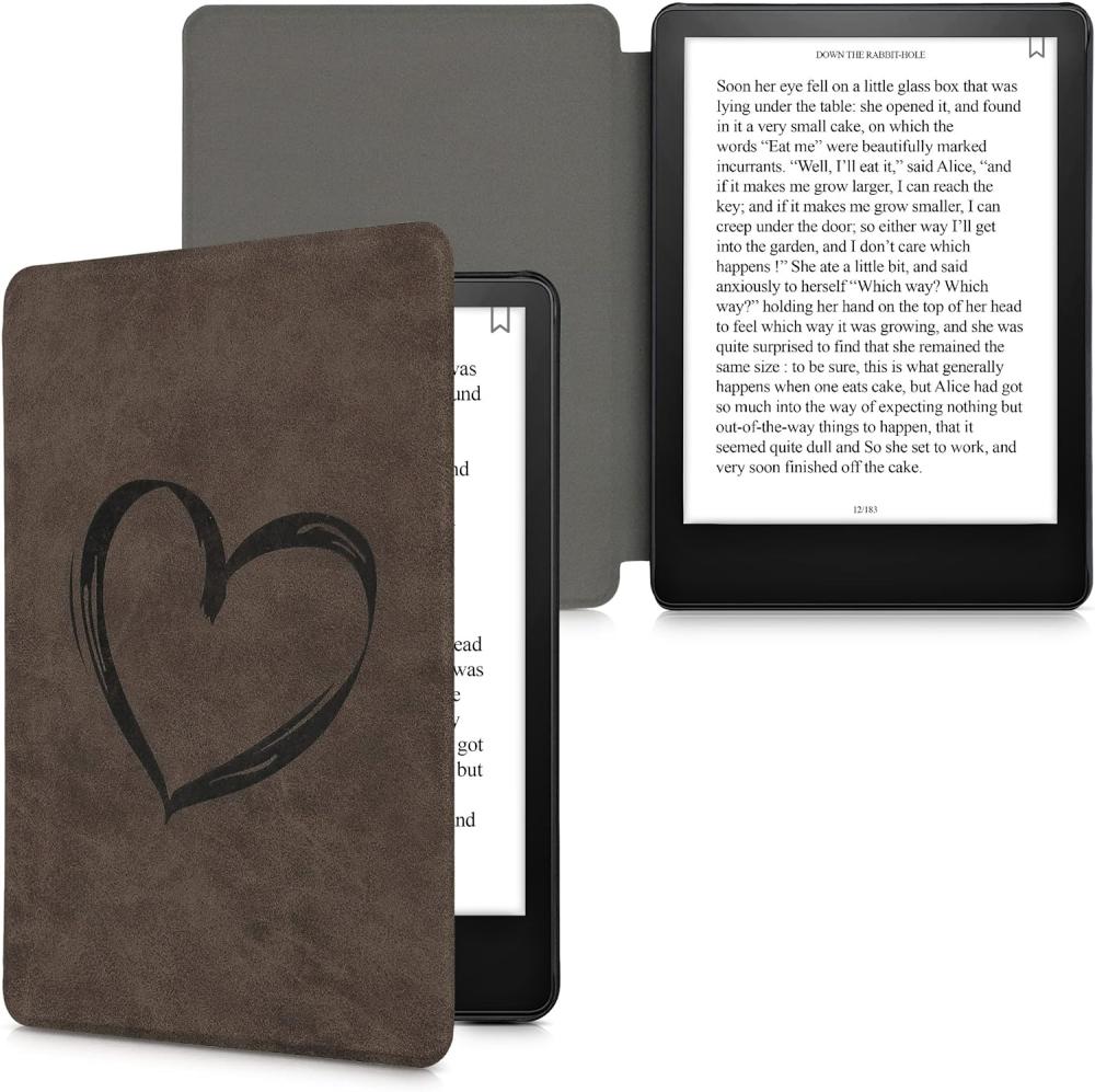 Puzdro KW Mobile Felt Brushed Heart - KW5625802 - pre Amazon Kindle Paperwhite 5 (2021) - hnedé