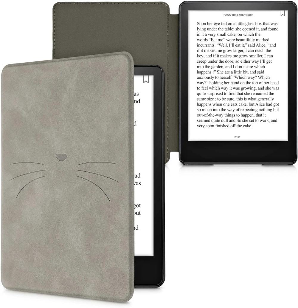 Puzdro KW Mobile - Meow Meow - KW5625705 - pre Amazon Kindle Paperwhite 5 (2021) - šedé