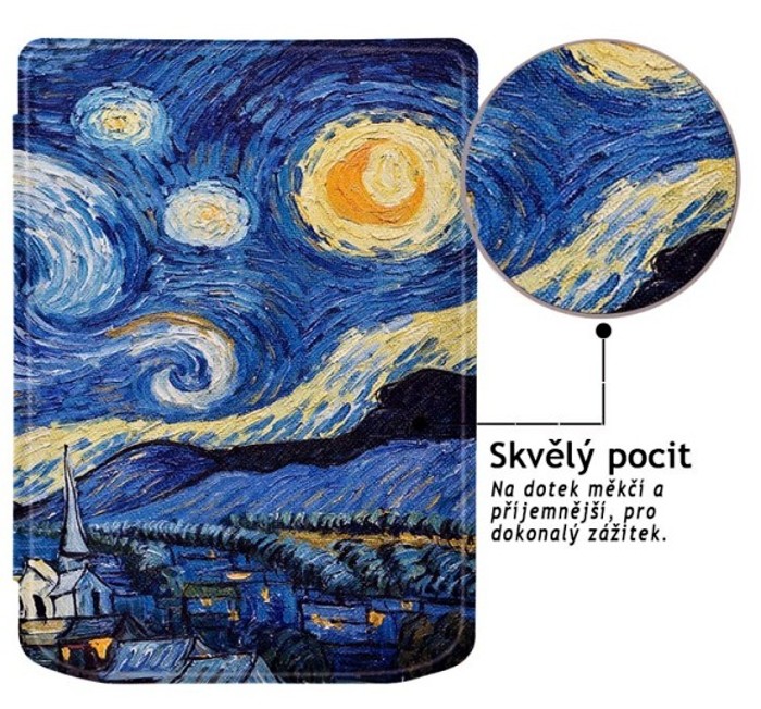 Puzdro B-SAFE LOCK 3511, obal na Pocketbook 629 Verse / 634 Verse Pro - magnetické zatváranie, AutoSleep, motív Gogh