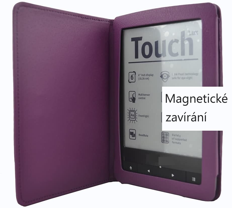 FORTRESS FT170 - Obal na čítačku Pocketbook 614 / 615 / 622 / 623 / 624 / 625 / 626 / 631 / 640 / 641 - fialové, magnet