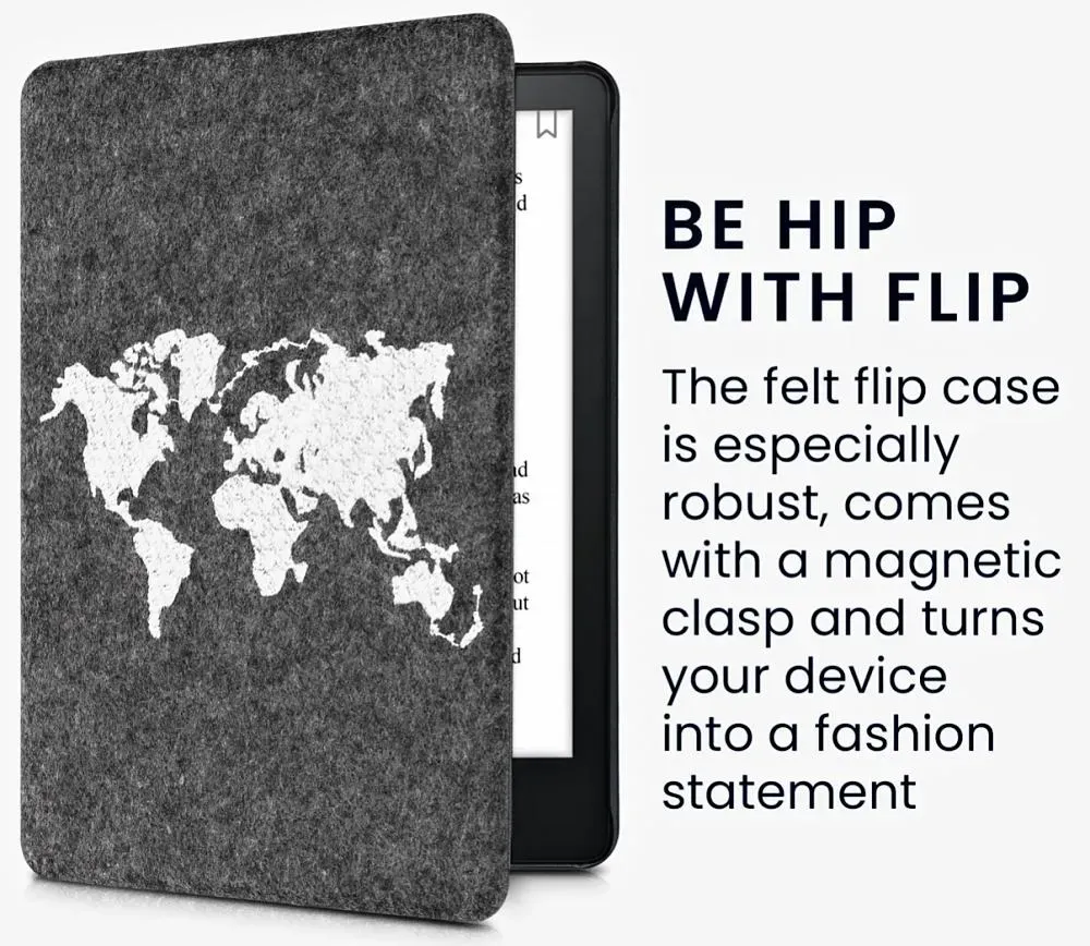 Puzdro KW Mobile Felt Travel Outline - KW6075201 - pre Amazon Kindle Oasis 2/3 - čierne