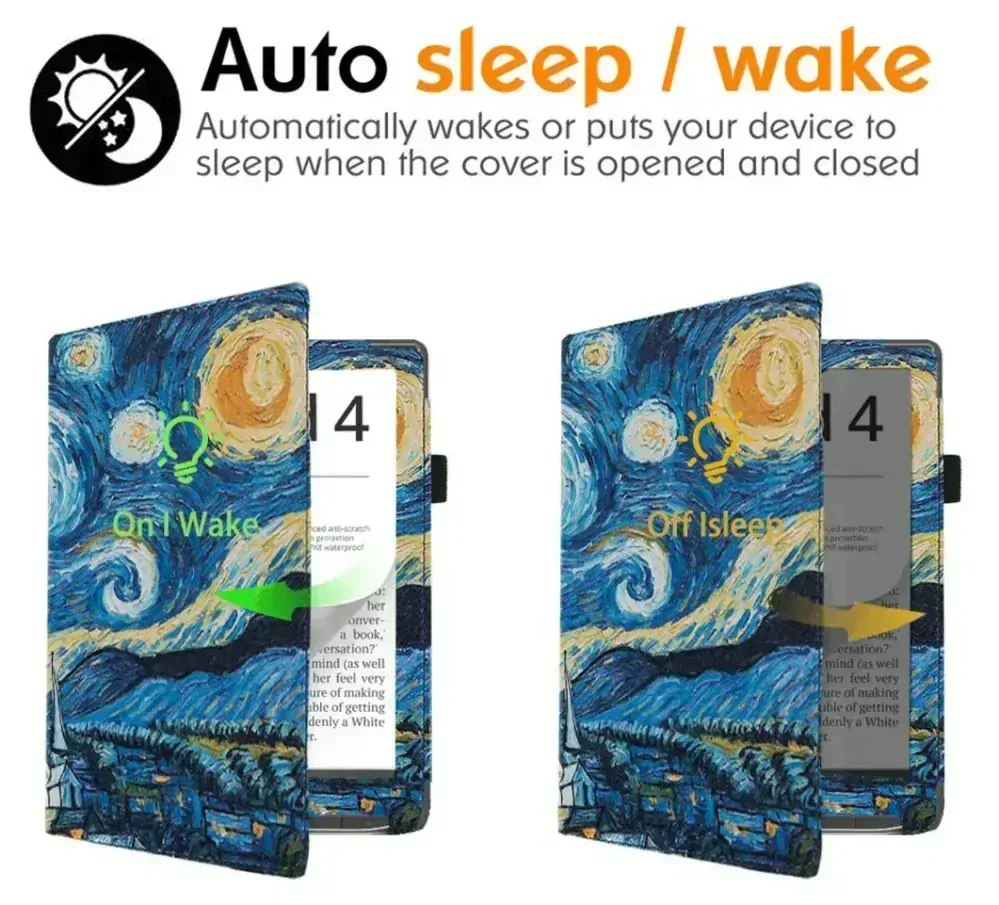 Fortress FT4005 - puzdro so stojanom pre Pocketbook 743 (G/C/K) - motív Gogh, magnet, AutoSleep