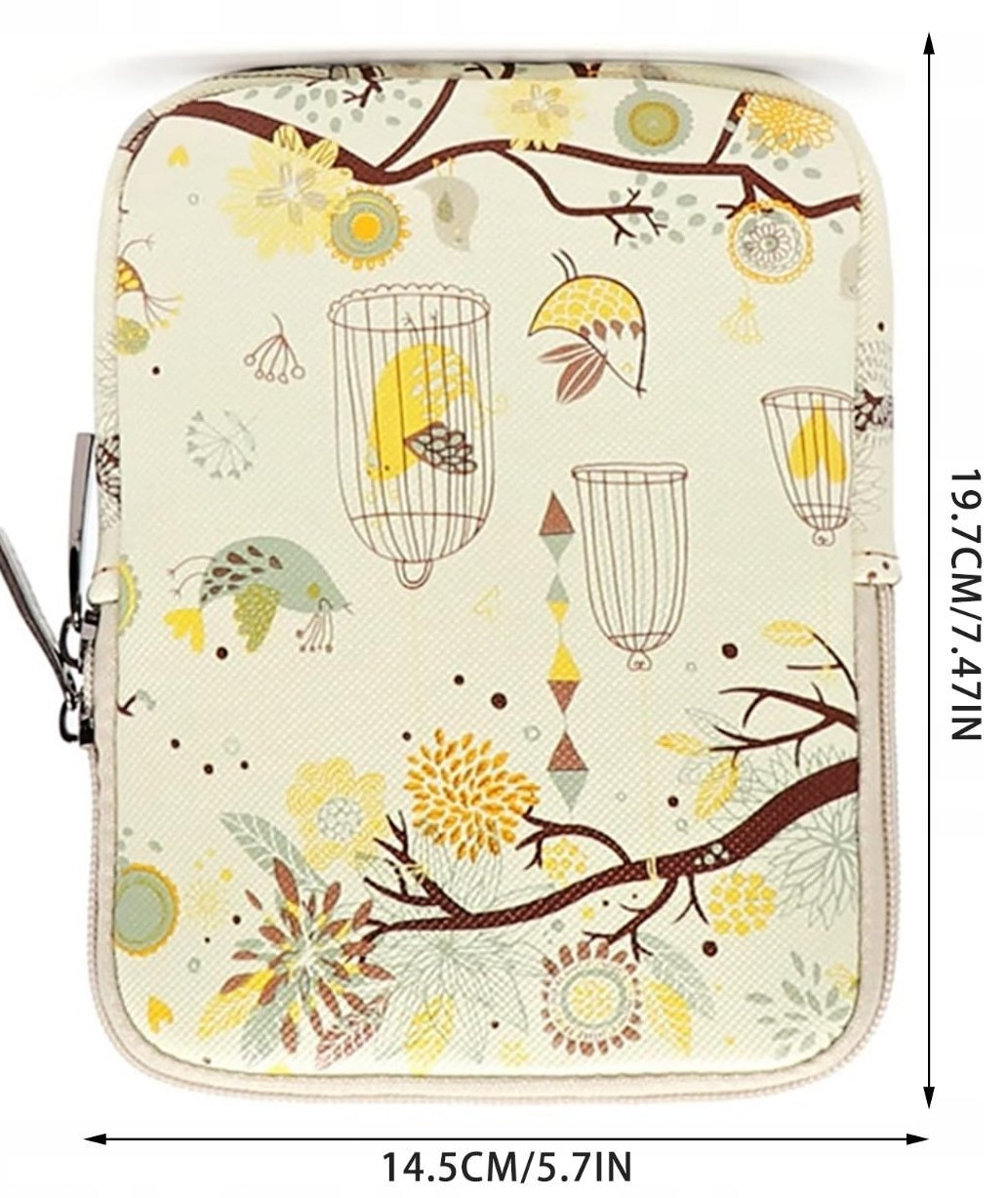 ARMORI Zipper Z075 - motív Pink Birds - Univerzálne puzdro pre čítačky 6" - textilné, zips