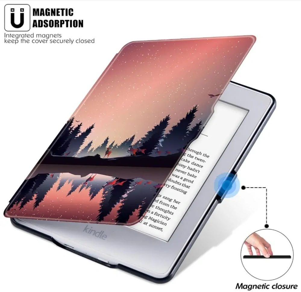 Armori Trimer T112, púzdro pre Amazon Kindle Paperwhite 1/2/3 - magnetické zatváranie, AutoSleep, motív Nightlake
