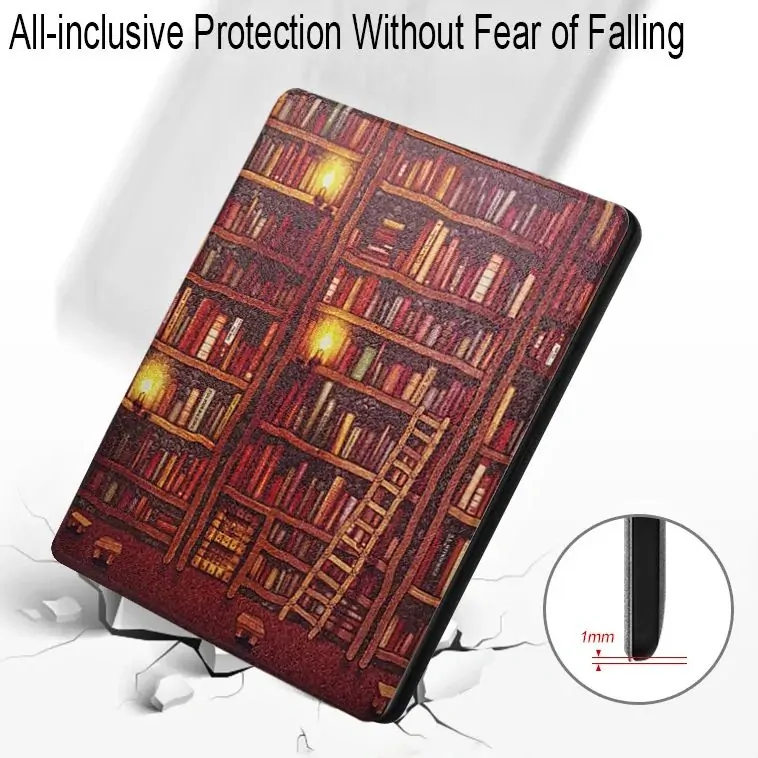 Armori Trimer T153, púzdro pre Amazon Kindle Oasis 2/3 - magnetické zatváranie, AutoSleep, motív Library