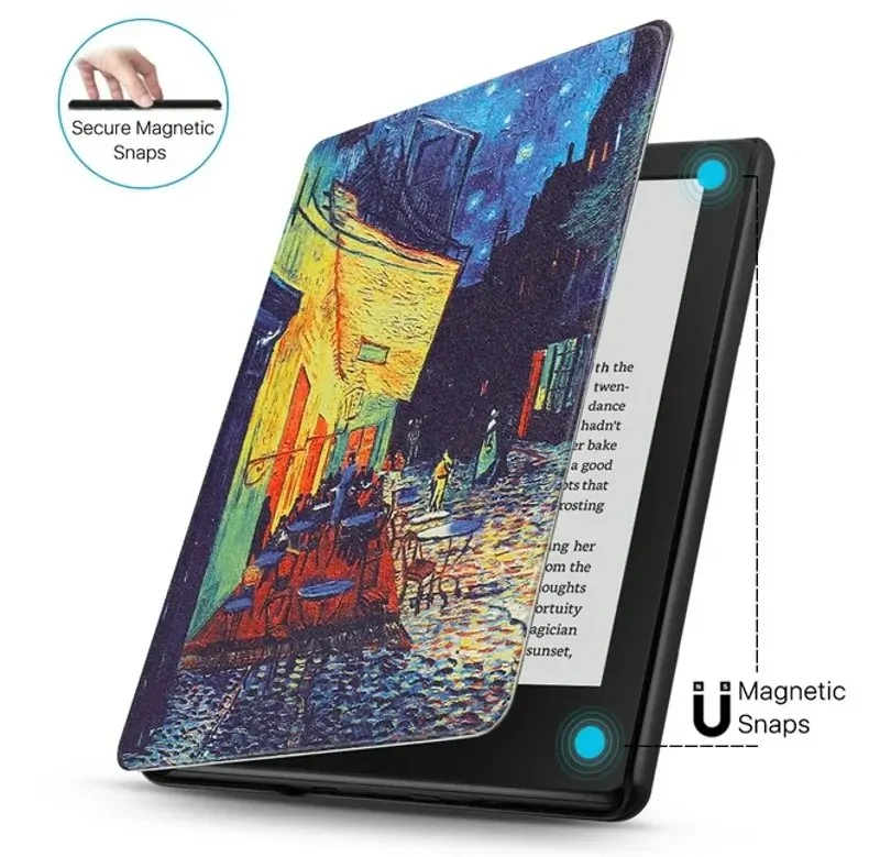 Armori Trimer T185, puzdro pre Pocketbook 616/617/618/627/628/632/633 - magnetické zatváranie, AutoSleep, motív Gogh Street