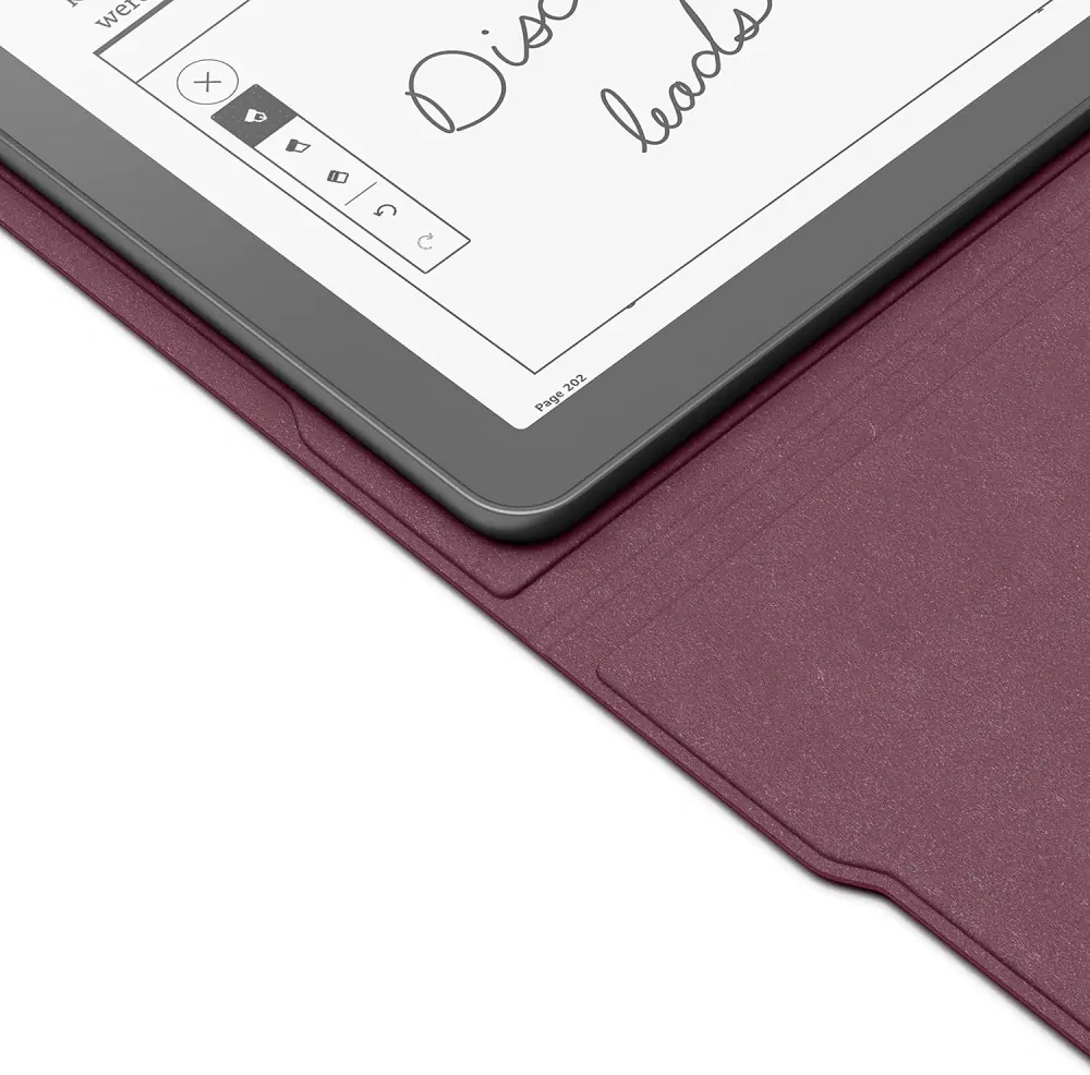 Originálne puzdro Amazon Kindle Scribe - KSLEBL, pravá koža, stojan, červené (Merlot)