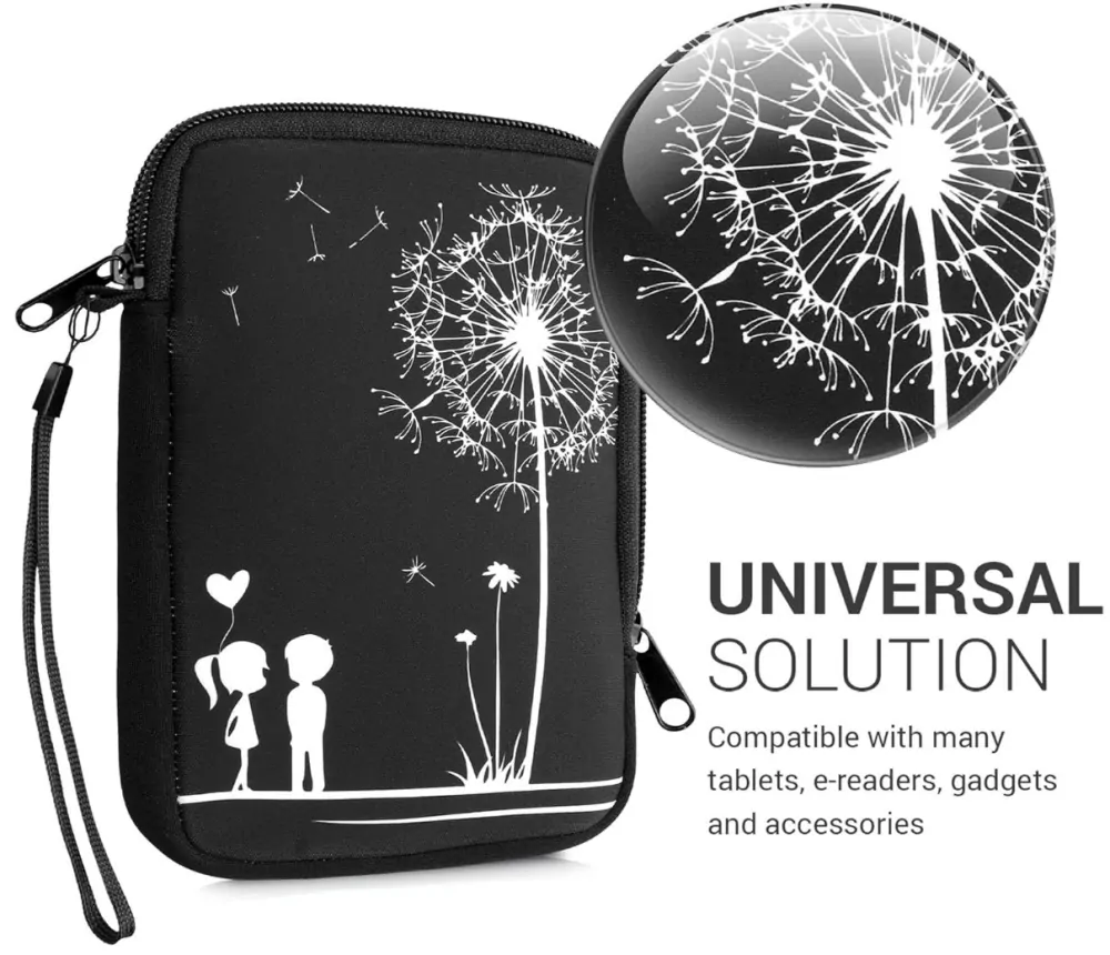 Puzdro KW Mobile Dandelion Love - KW5033506 - Univerzálne puzdro pre čítačky 6" - čierne