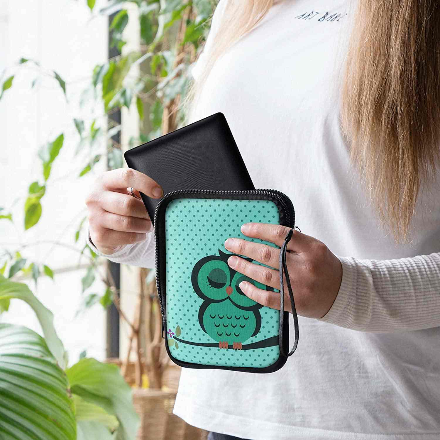 Púzdro KW Mobile Sleeping Owl - KW5033510 - Univerzálne púzdro pre čítačky 6" - tyrkysové