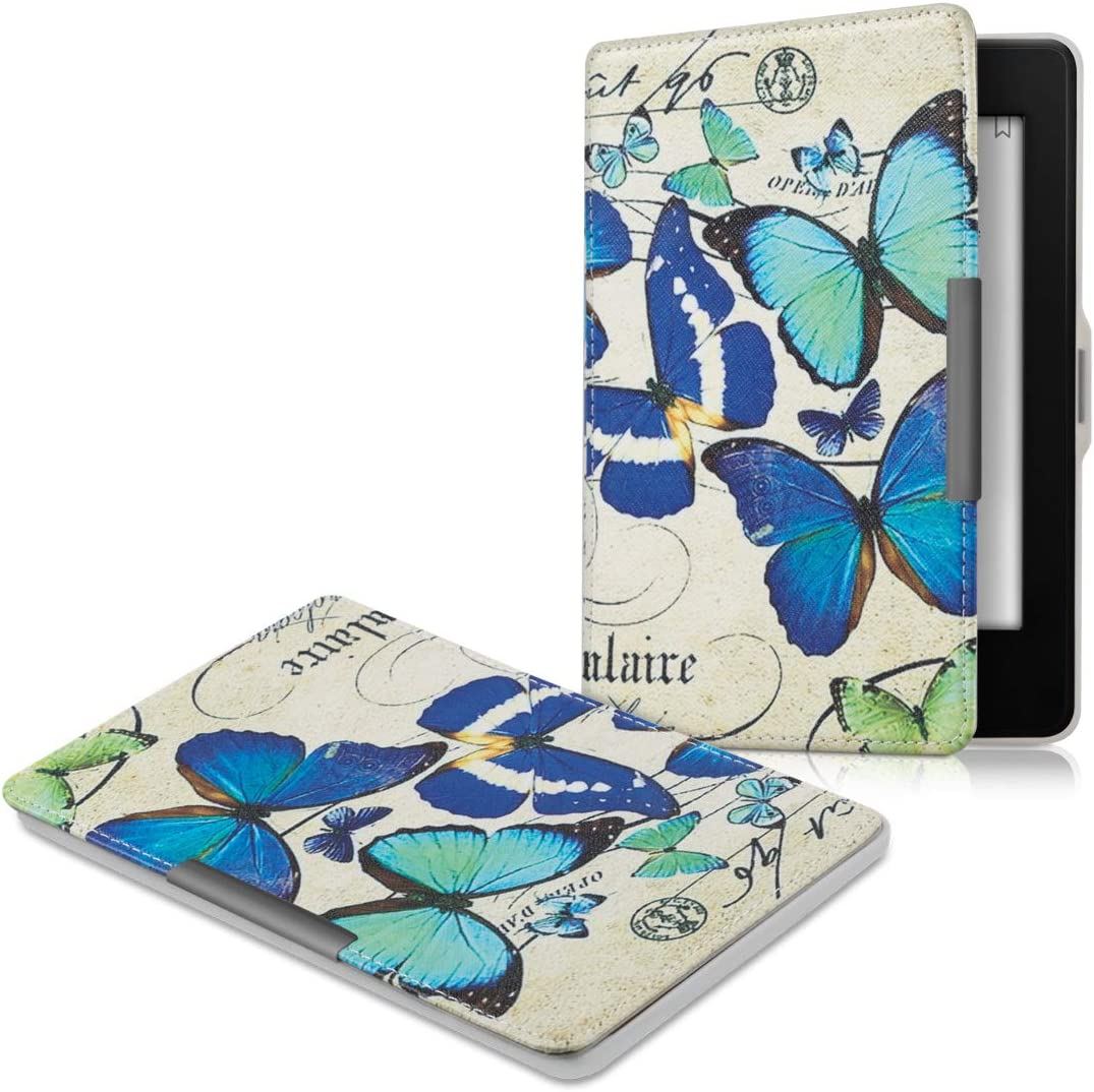 Puzdro KW Mobile - Vintage Butterflies - KW2313606 - pre Amazon Kindle Paperwhite 1/2/3 - modré, béžové
