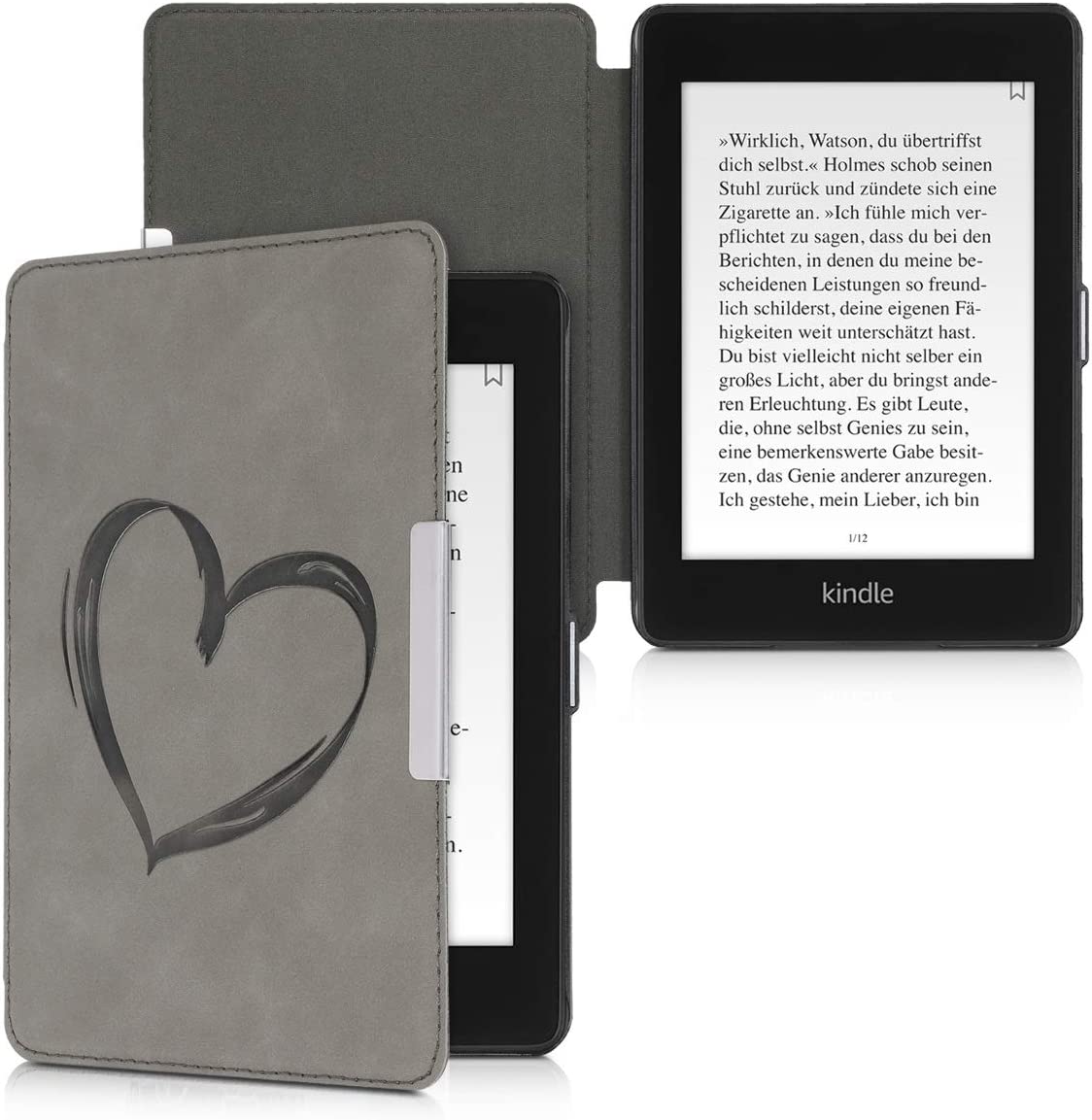 Puzdro KW Mobile - Brushed Heart - KW4897505 - pre Amazon Kindle Paperwhite 4 (2018) - šedé