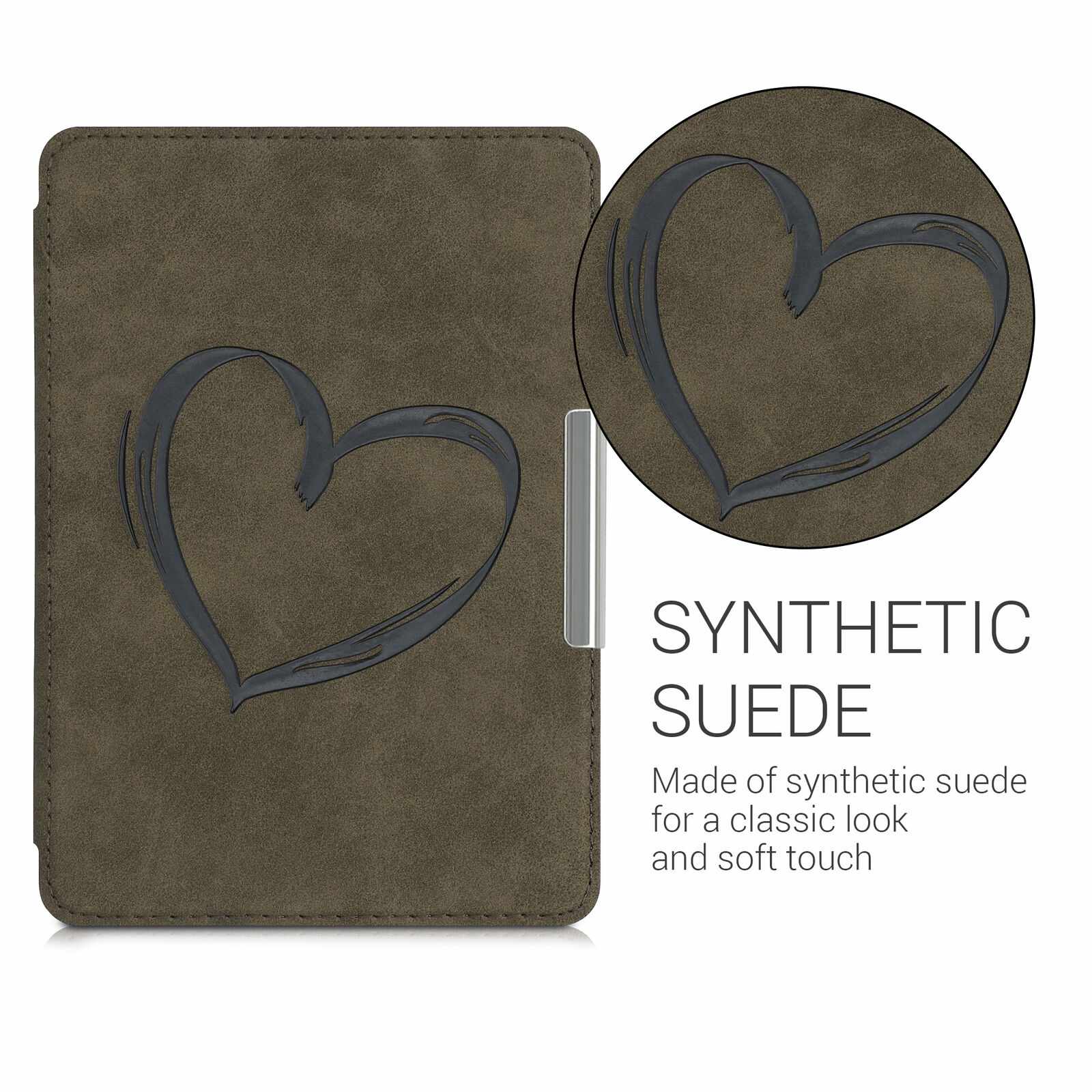 Puzdro KW Mobile Felt Brushed Heart - KW5492402 - pre Amazon Kindle Paperwhite 4 (2018) - hnedé