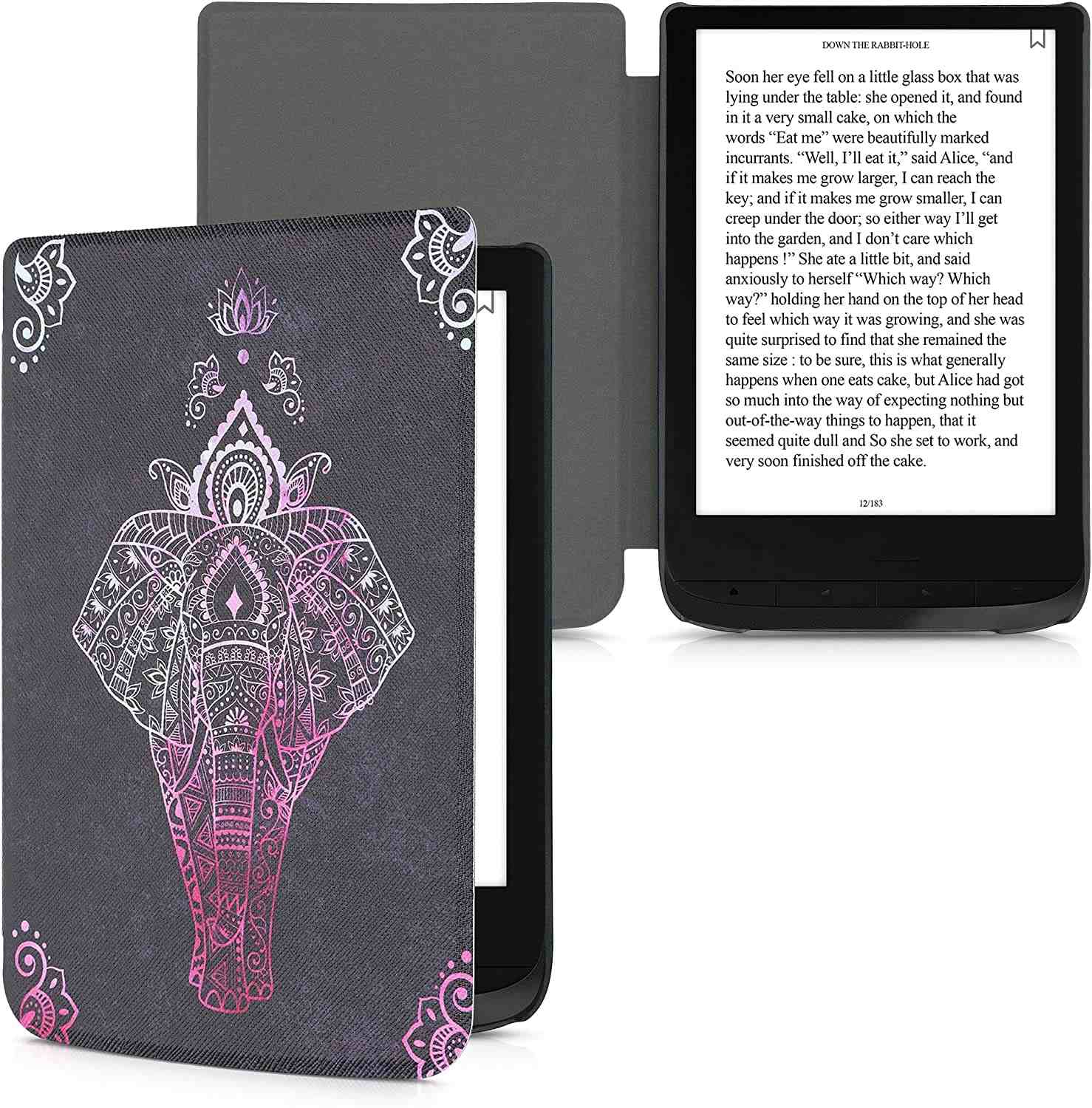 Puzdro KW Mobile - Elephant Sketch - KW4621614 - pre Pocketbook 616/617/627/628/632/633 - antracitové