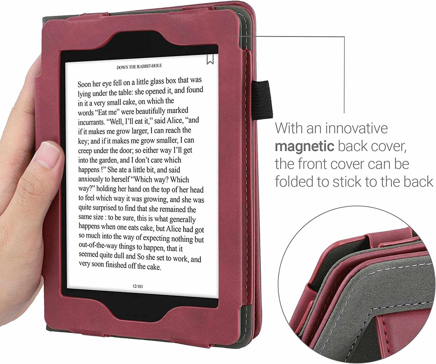 Puzdro KW Mobile - Nubuck Brushed Heart - KW5022204 - pre Amazon Kindle Paperwhite 4 (2018) - Dark Red