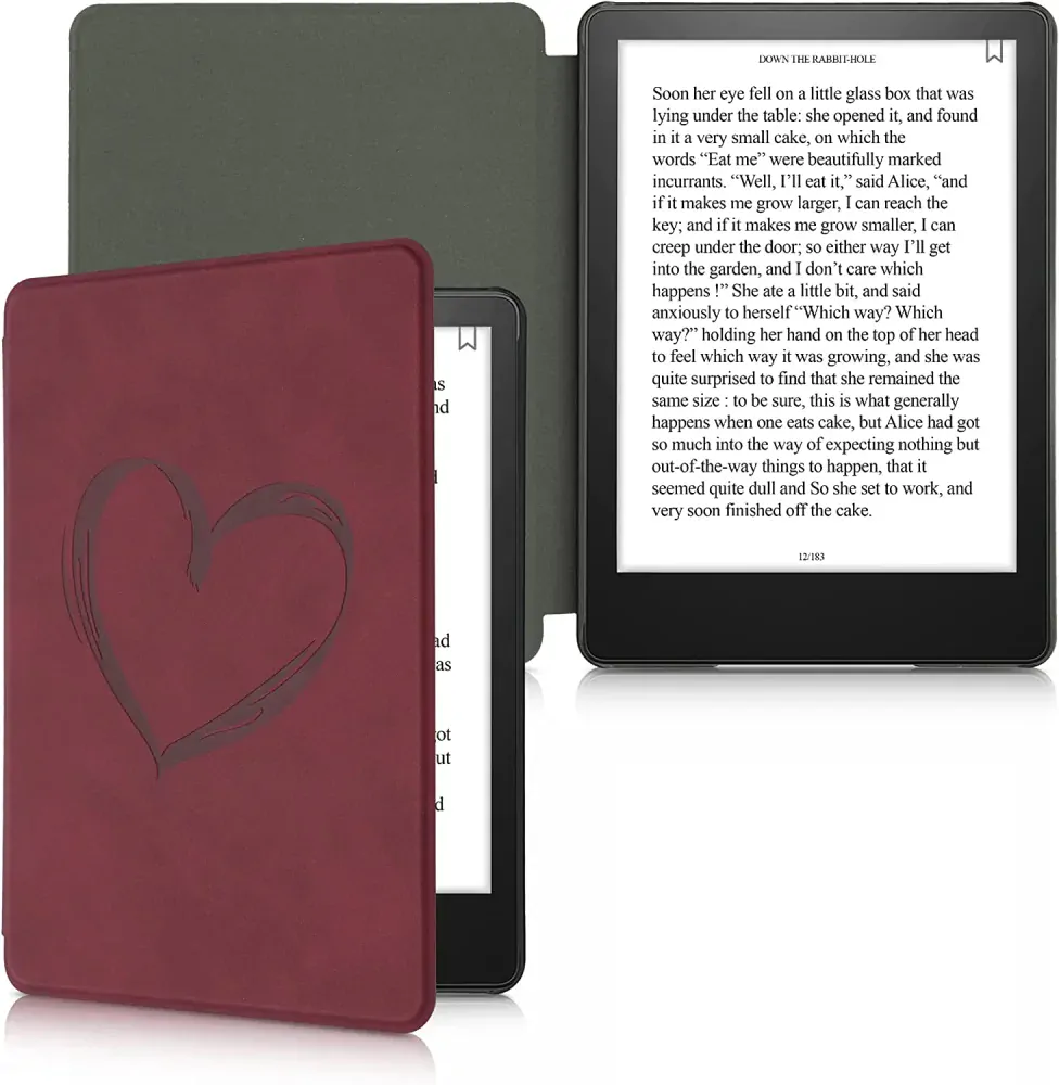 Puzdro KW Mobile - Brushed Heart - KW5625702 - pre Amazon Kindle Paperwhite 5 (2021) - tmavo červené