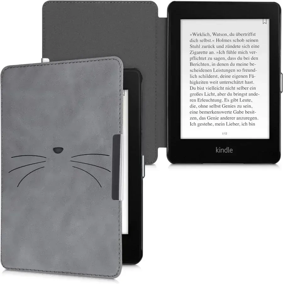 Puzdro KW Mobile - Meow Meow - KW4897514 - pre Amazon Kindle Paperwhite 4 (2018) - šedé