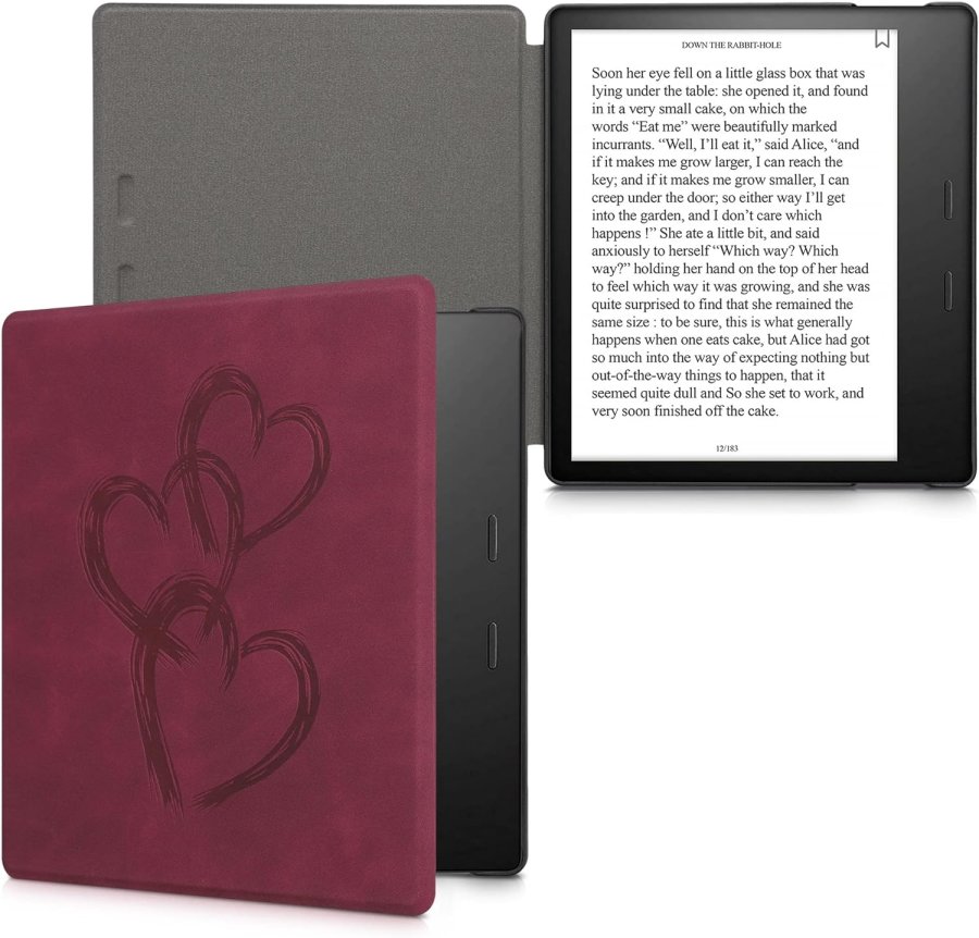 Puzdro KW Mobile - Brushed Heart Abstract - KW5697209 - pre Amazon Kindle Oasis 2/3 - červené