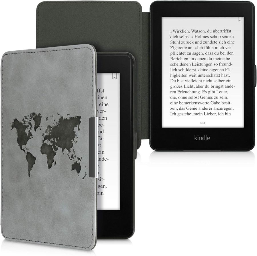 Puzdro KW Mobile - Travel Outline - KW4974705 - pre Amazon Kindle Paperwhite 1/2/3 - šedé