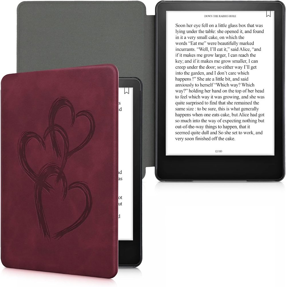 Puzdro KW Mobile - Brushed Heart Abstract - KW5625715 - pre Amazon Kindle Paperwhite 5 (2021) - červené