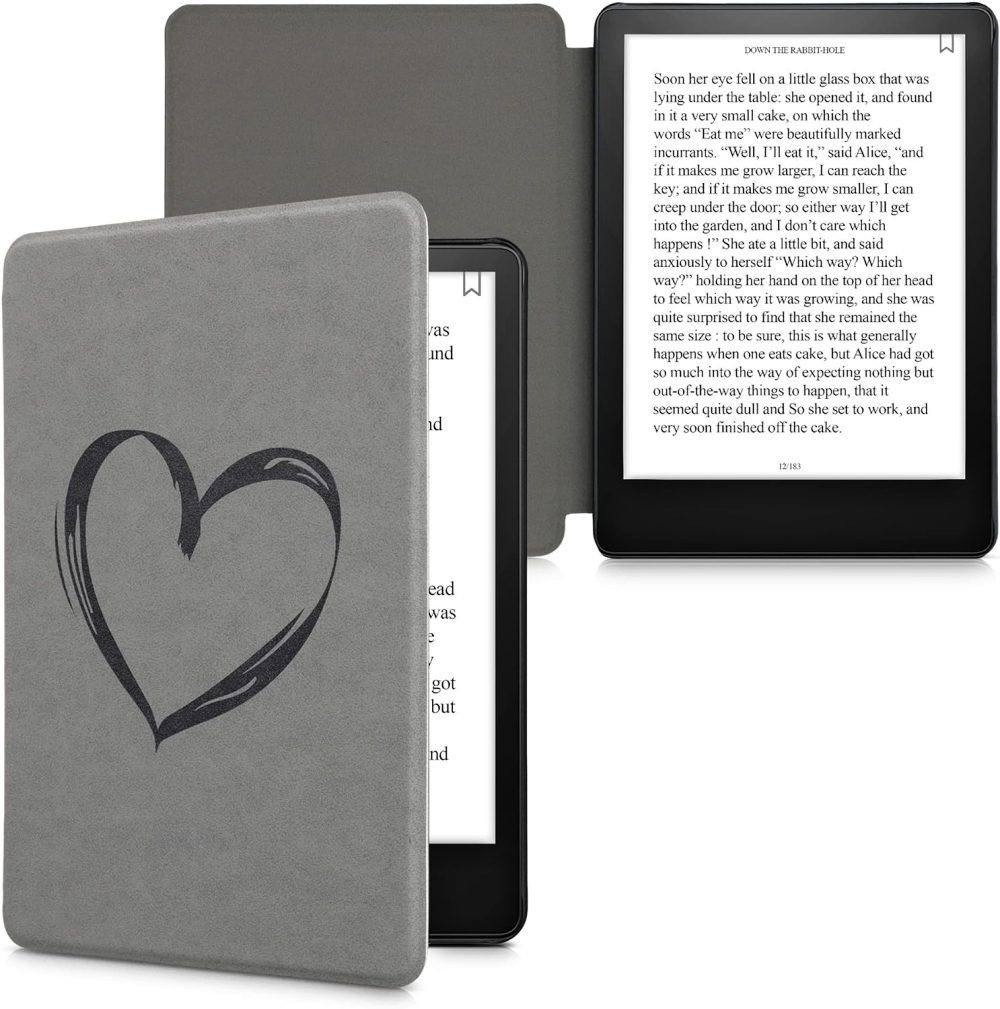 Puzdro KW Mobile - Suede Brushed Heart - KW5625806 - pre Amazon Kindle Paperwhite 5 (2021) - šedé
