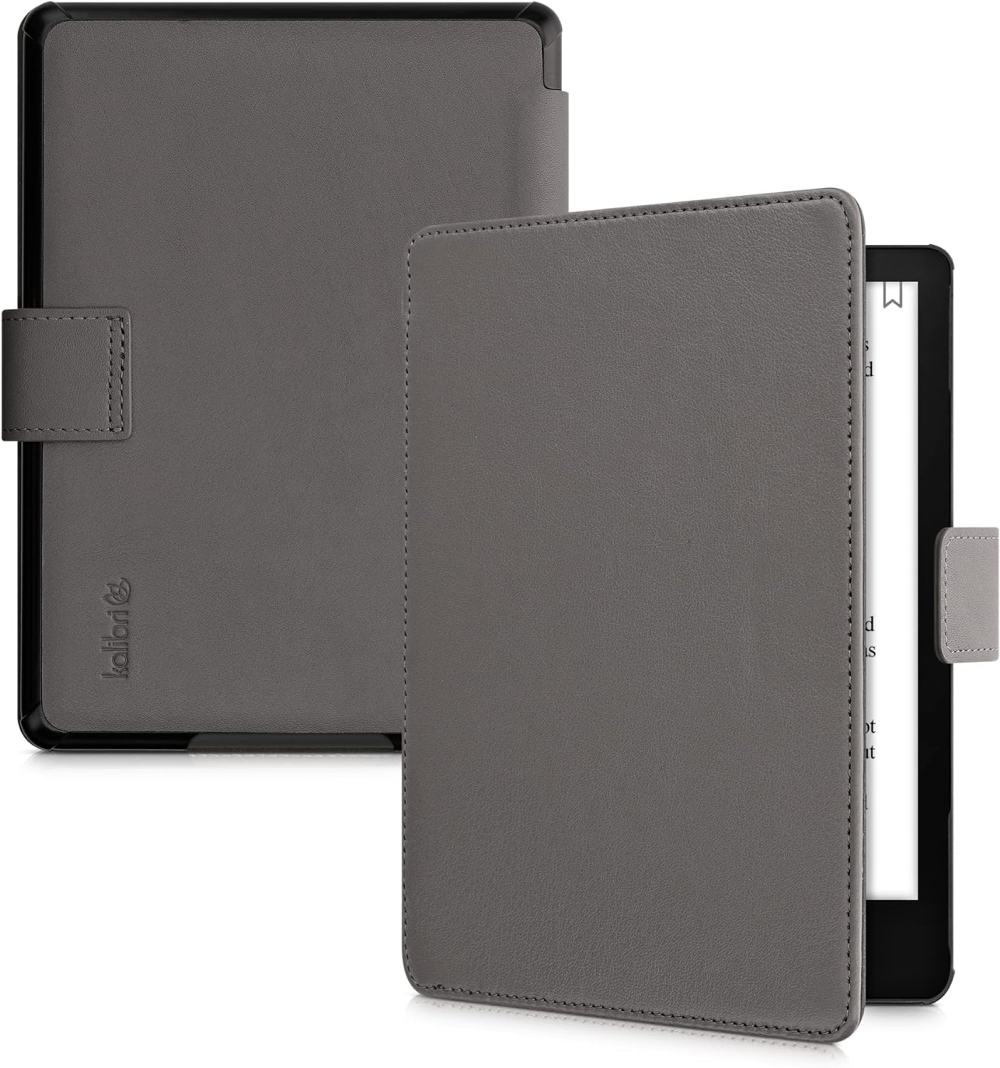 Púzdro KW Mobile (Kalibri) - Real Leather - KA5626619 - pre Amazon Kindle Paperwhite 5 (2021) - šedá koža