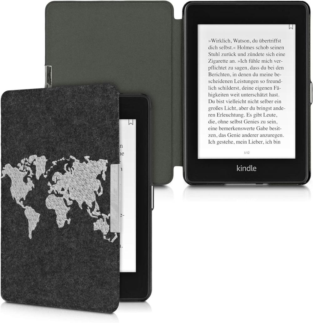 Puzdro KW Mobile Felt Travel Outline - KW4848909 - pre Amazon Kindle Paperwhite 4 (2018) - čierne