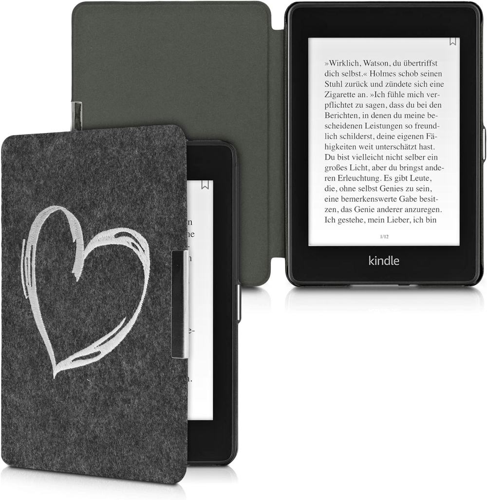 Puzdro KW Mobile Felt Brushed Heart - KW4848910 - pre Amazon Kindle Paperwhite 4 (2018) - čierne