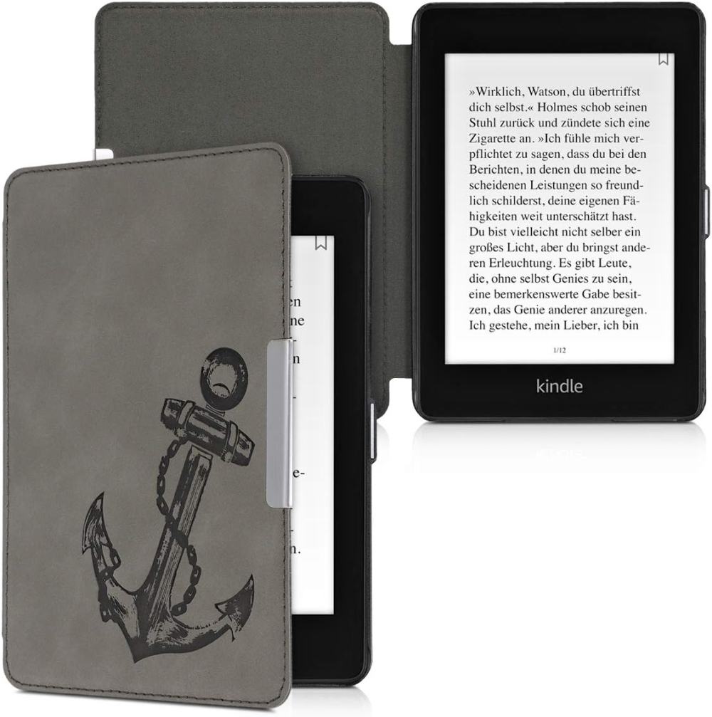 Puzdro KW Mobile - Vintage Anchor - KW4897506 - pre Amazon Kindle Paperwhite 4 (2018) - šedé